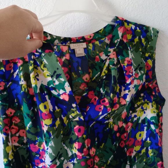 J.Crew Factory Women's Sleeveless Multicolor Floral Blouse size 00 - Picture 6 of 8